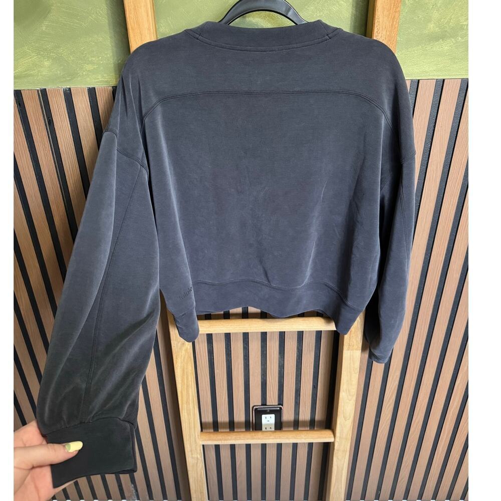 Lululemon Softstreme Perfectly Oversized Cropped Crew Sweatshirt Black Size 8 - Picture 7 of 11